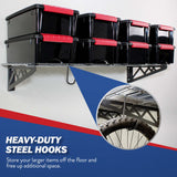 SafeRacks Wall Shelves - 2 Pack of 18 x48 Garage Wall Mounted Shelving, Wire Storage Racks, Utility Shelf, Heavy Duty Shelves with 4 Accessory Hooks, 500lbs Capacity, Color: Hammertone SafeRacks