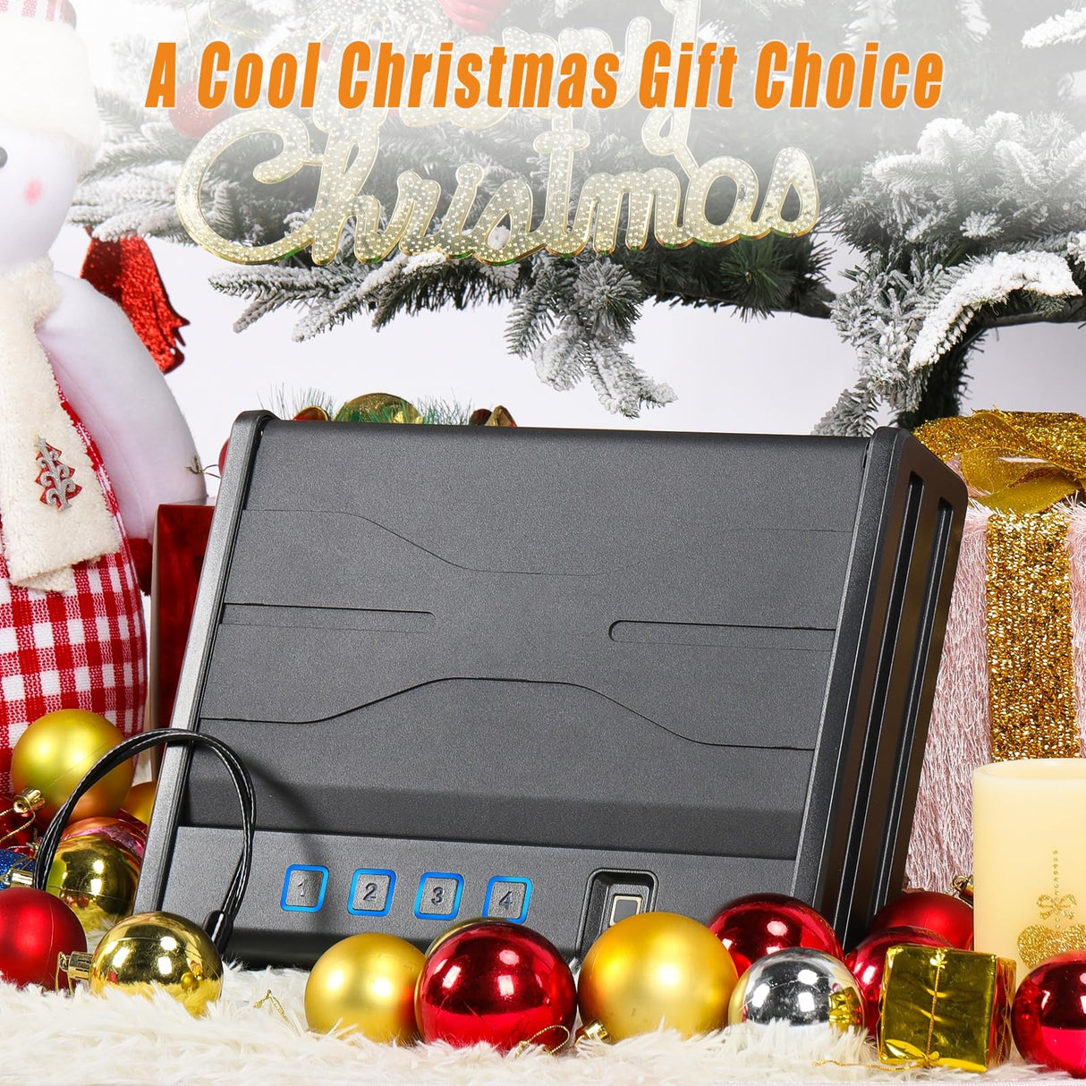 [ 20% Larger capacity ] Biometric Gun Safe for Handgun,Fingerprint Pistol Safe Box for Guns nightstand hidden gun storage for bedside Home Quick-Access large Ammunition Security Lock Box,Black XPEDITION