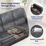 Recliner Sofa 3 Seater Sofa with Recliner, Home Theater Seating with Liftable Console & Removable Armrest, Manual Velvet Fabric Reclining Couch with Cup Holders & USB Ports for Living Room/RV (Grey) MOSGAT