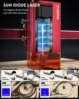 ATOMSTACK A24 Ultra 24000mW Output Laser Engraving Machine for Bulk Engraving Cutting with Enclosure Camera Engraving Machine for Wood Acrylic Leather Stone Metal with B3 Enclosure ATOMSTACK