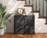 AODK Dresser for Bedroom with 4 Storage Drawers, Small Dresser Chest of Drawers Fabric Dresser with Sturdy Steel Frame, Black AODK