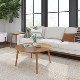 Plank+Beam Mid Century Modern Coffee Table, 36 Inch Wood Coffee Tables for Living Room, Round Center Table, Cocktail Table for Small Spaces, Pecan Plank+Beam