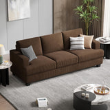 COPIAE 89 Inch Sofa with Extra Deep Seats Oversize, Corduroy Fabric 3 Seater Sofa for Living Room, Modern Couch and Sofa, Comfy Armrests and Seats and Backrests, Easy Installation, Brown COPIAE