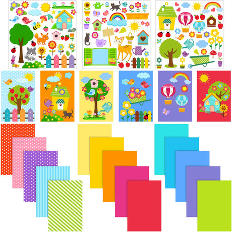 Outus 15 Pieces Card Making Kits for Kids with 3 Sheets Stickers, 15 Blank Envelopes and 15 Seal Stickers, Handmade Card Making Crafting Kit for Boys and Girls DIY Cards Outus