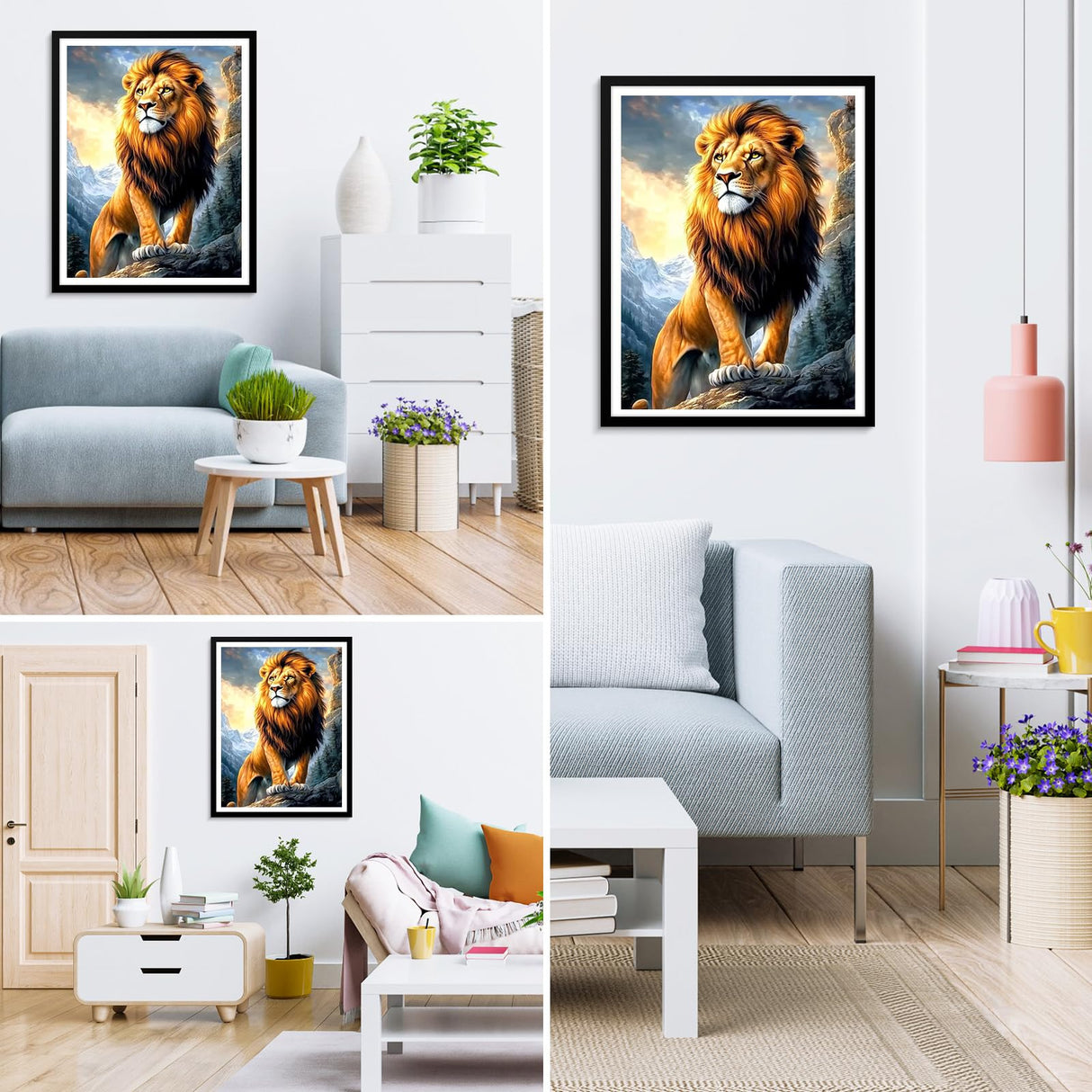 MXJSUA Lion Diamond Art Painting Kits for Adults, Full Drill Diamond Dots Paintings for Beginners, Round 5D Paint with Diamonds Pictures Gems Art Painting Kits DIY Crafts Kits 12x16 Inch MXJSUA