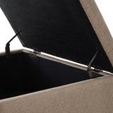 ACQCA Large Square Storage Ottoman with Wooden Legs, Upholstered Button Tufted Coffee Table with Nail Trims for for Living Space,Linen ACQCA