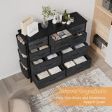 Jojoka Dresser for Bedroom with 10 Drawers, Dressers & Chest of Drawers, Fabric Storage Drawer with Side Pockets for Kids Room, Closet, Hallway, Entryway, Living Room (Black) Jojoka