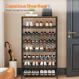 HOOBRO 8-Tier Shoe Rack, Large Capacity Shoe Shelf, Shoe Storage Organizer for 21-28 Pairs of Shoes, Front Door Entrance, Entryway, Hallway, Closet, Space Saver, Rustic Brown and Black BF18XJ01 HOOBRO
