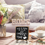 Farmhouse Coffee Bar Sign, Rise & Shine It's Coffee Time, 5"x5" Wood Plaque with Stand Gift for Home Kitchen Tabletop Decor -B09 YQV