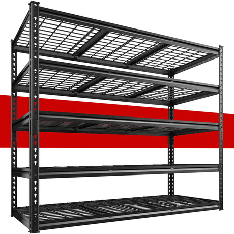 REIBII 55" W Garage Shelving 3000LBS Heavy Duty Storage Shelves 5 Tier Adjustable Metal Shelving Unit for Storage Rack Garage Storage Shelves Industrial Utility Shelf, 55" W x 24" D x 72" H REIBII