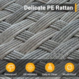 CAODOC 13 Pieces Outdoor Patio Furniture Set Wicker Sectional Sofa with Rocking Chair Tea Table Patio Rattan Conversation Set CAODOC