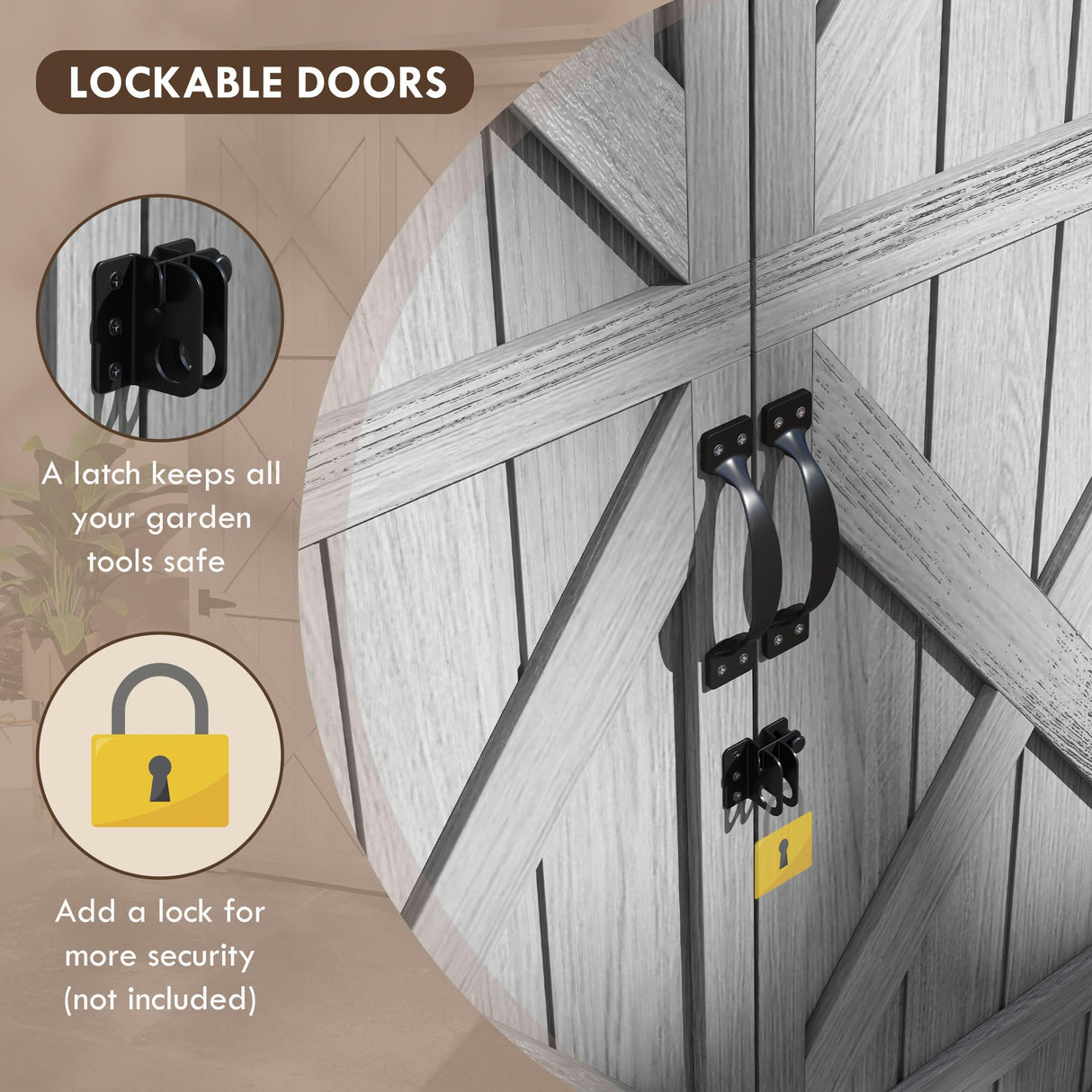 Outsunny Wooden Garden Shed, Outdoor Storage Cabinet with Waterproof Asphalt Roof, Narrow Tool Shed with Shelves and Lockable Doors, Gray Outsunny