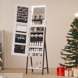 jajov 47.2" LED Jewelry Cabinet Armoire, Standing Mirror with Jewelry Storage, Jewelry Organizer Armoire with Full Length Mirror, Lockable Jewelry Mirror Cabinet (White) jajov