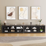 BVIUNTWO TV Stand for 110 Inch TV, Black Entertainment Center for 90+ inch TV Console Table with 12 Cubby Storage, Classic Television Stands for Living Room,Bedroom BVIUNTWO