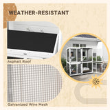 PawHut Wooden Catio with Waterproof Roof, Large Cat House with High-Up Resting Box, Indoor & Outdoor Cat Enclosure with Wheels, for 1-3 Cats, White PawHut