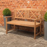 Outvita Wooden Garden Bench, Outdoor Wood Patio Bench, Rustic 2-Person Loveseat Chair w/Armrest for Porch Poolside Park Backyard Balcony, Capacity 605Lbs, X Backrest Outvita