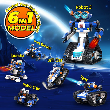 STEM Robot Toy 6-in-1 Robot Building Kit for Boys Age 8-12, APP Remote Control STEM Coding Toys, Educational Robotics Gifts for Boys Girls Kids Ages 7 8 9 10 11 12 (480 Pieces) Apitor