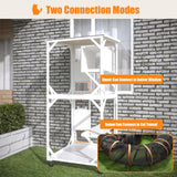 MODCART Catio Outdoor Cat Enclosure with Roof 71" Height Large Wooden Cat Cage with 3 Jumping Platforms and 1 Napping Houses for Cat (White) MODCART