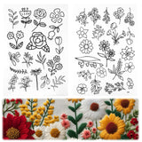 2 Sheets 39 PCS Water Soluble Embroidery Patterns, Stick and Stitch Embroidery Designs, Stick and Stitch Stencil Hand Stitching for Sewing Enthusiasts and Beginners, Large Flowers and Leaves YQQYG