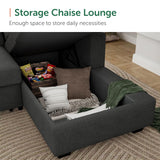 HONBAY Sectional Sleeper Sofa Pull Out Bed with Storage Chaise, Sleeper Sectional Sofa Couch, Sectional Sleeper Bed for Living Room, Dark Grey HONBAY