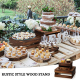 Sieral 4 Pieces Wood Cupcake Display Stand Decorative Dessert Appetizer Cake Stand Risers Wooden Crate Rustic Cake Risers for Decor Wooden Crate Style Storage Organizer for Party(Burnt Wood) Sieral
