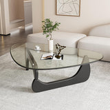 Modern Glass Coffee Table, Mid Century Small Coffee Table, Coffee Table for Living Room,Suitable for Bedroom Living Room Reception Office Tables (Black/Transparent, Small) LZYFY