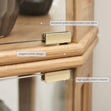 CKEASEAN Corner Curio Cabinet, 70" H Lighted Glass Display Cage with Tempered Glass Doors and Adjustable Shelves, Bulb Inclued, Wine Bar China Cabinet for Living Room Liquor Storage (Light Oak) CKEASEAN