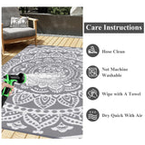 Bsmathom Waterproof Outdoor Rug 6'x9' Reversible Boho Plastic Straw Patio Deck Camping Rugs, Indoor Outdoor Portable RV Mat Clearance Carpet for Outside, Porch, Balcony, Backyard, Beach, Pool,Grey Bsmathom