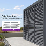 PURPLE LEAF Louvered Pergola Accessory 94AS Aluminum Louver Grille for Optimal Privacy, Sunlight Control Four Panels a Complete 13' Side Fixed Shutter Wall, Pergola Not Included PURPLE LEAF