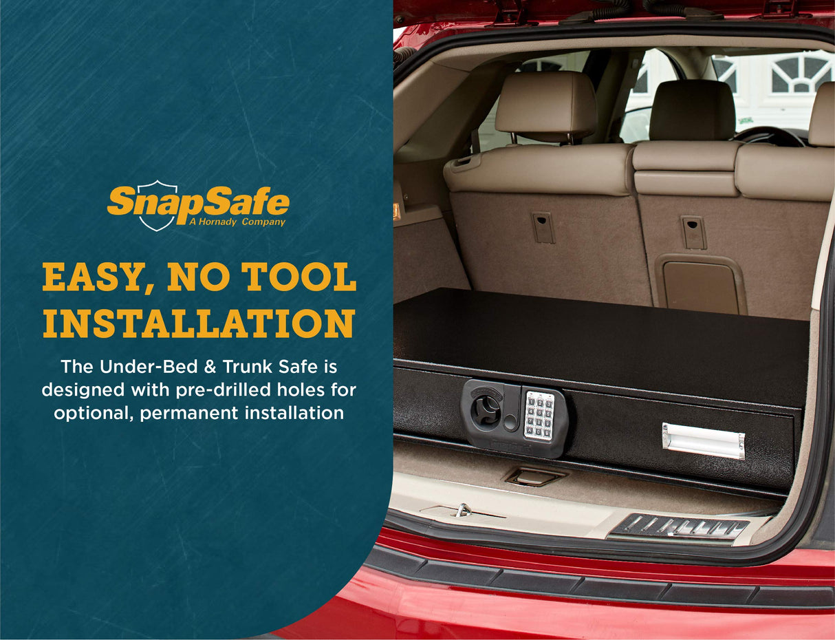 SnapSafe Under Bed Safe, Large – Under Bed Gun Safe for Firearms, Ammunition and Valuables – Fits in Trunk of Small SUVs – Easy Access, Out of Sight, Space Saving – Black, 40 x 6 x 22 Inches SnapSafe