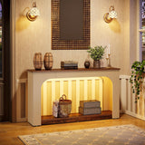 Tribesigns 55-Inch Console Table with LED Lights, Farmhouse 2-Tier Narrow Sofa Table with Storage, Wood Foyer Entryway Behind Couch Table for Living Room, Hallway, Entrance, Rustic Brown & Light Oak Tribesigns