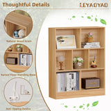 LEYAOYAO 7 Cube Bookshelf with Base,3 Tier Mid-Century Modern Natural Bookcase,Standing Wide Bookshelves Storage Organizer Shelf,Rustic Wood Display Cabinet Book Shelves for Bedroom,Living Room,Office LEYAOYAO