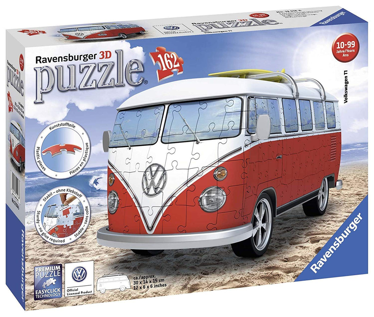 Ravensburger Volkswagen T1 Campervan 3D Jigsaw Puzzle - 162 Pieces | Precision Fit with Easy Click Technology | Engaging Toy for Kids & Adults | Durable Displayable Model Ravensburger