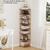 LUCKNOCK Vertical Shoe Rack, 8-Tier Tall Narrow Shoe Organizer for Entryway, Closet, Dorm & Small Spaces, Freestanding Wooden Shoe Shelf Tower for Boots, Sneakers, Heels. (Rustic Brown) LUCKNOCK