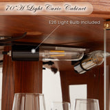 CKEASEAN Corner Curio Cabinet, 70" H Lighted Glass Display Cage with Tempered Glass Doors and Adjustable Shelves, Bulb Inclued, Wine Bar China Cabinet for Living Room Liquor Storage (Dark Oak) CKEASEAN