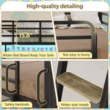 busyaeh Low Loft Bed Full Size,Full Loft Bed for Kids with 9 Storage Drawers & 15.8" H Safety Guardrail & Inclined Ladder & Safety Handrail & LED Lights and Charging Station,Toddler Loft Beds,Oak Gray busyaeh