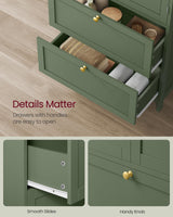 VASAGLE Bathroom Floor Storage Cabinet, Bathroom Storage Unit, Freestanding Cabinet with 2 Drawers and 2 Doors, Adjustable Shelf, 11.8 x 23.6 x 43.3 Inches, Forest Green UBBC551C01 VASAGLE