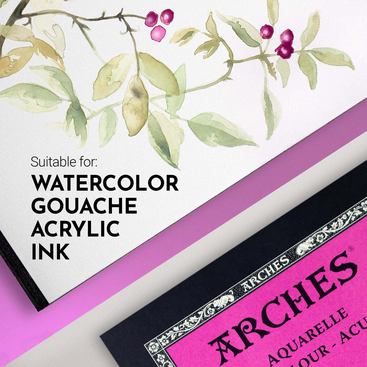 Arches Aquarelle Watercolor Pad, Hot Pressed, 140lb/300gsm, 12 Sheet, 9x12 inch, Arches Watercolor Paper 100% Cotton Arches