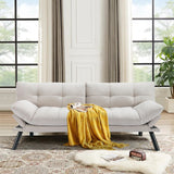 Edbuosy Comfortable Futon Sofa Bed, Memory Foam Loveseat, Convertible Adjustable Sofa Bed CouchSuitable for Office, Home, and Bedroom (White) Edbuosy