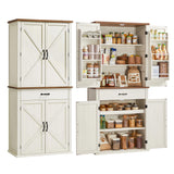 VASAGLE LIRY Collection - Pantry Cabinet, 70.3-Inch Tall Farmhouse Kitchen Storage Cabinet with Barn Doors, Drawer, Tray, Adjustable Shelves, for Kitchen, Dining Room, Rustic White UBBK364W01 VASAGLE