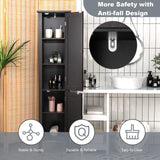 Tangkula Tall Bathroom Storage Cabinet, 5-Tier Wooden Freestanding Tower Cabinet, Narrow Storage Floor Cabinet w/ 2 Doors & Shelves for Bathroom Living Room Kitchen (Black) Tangkula