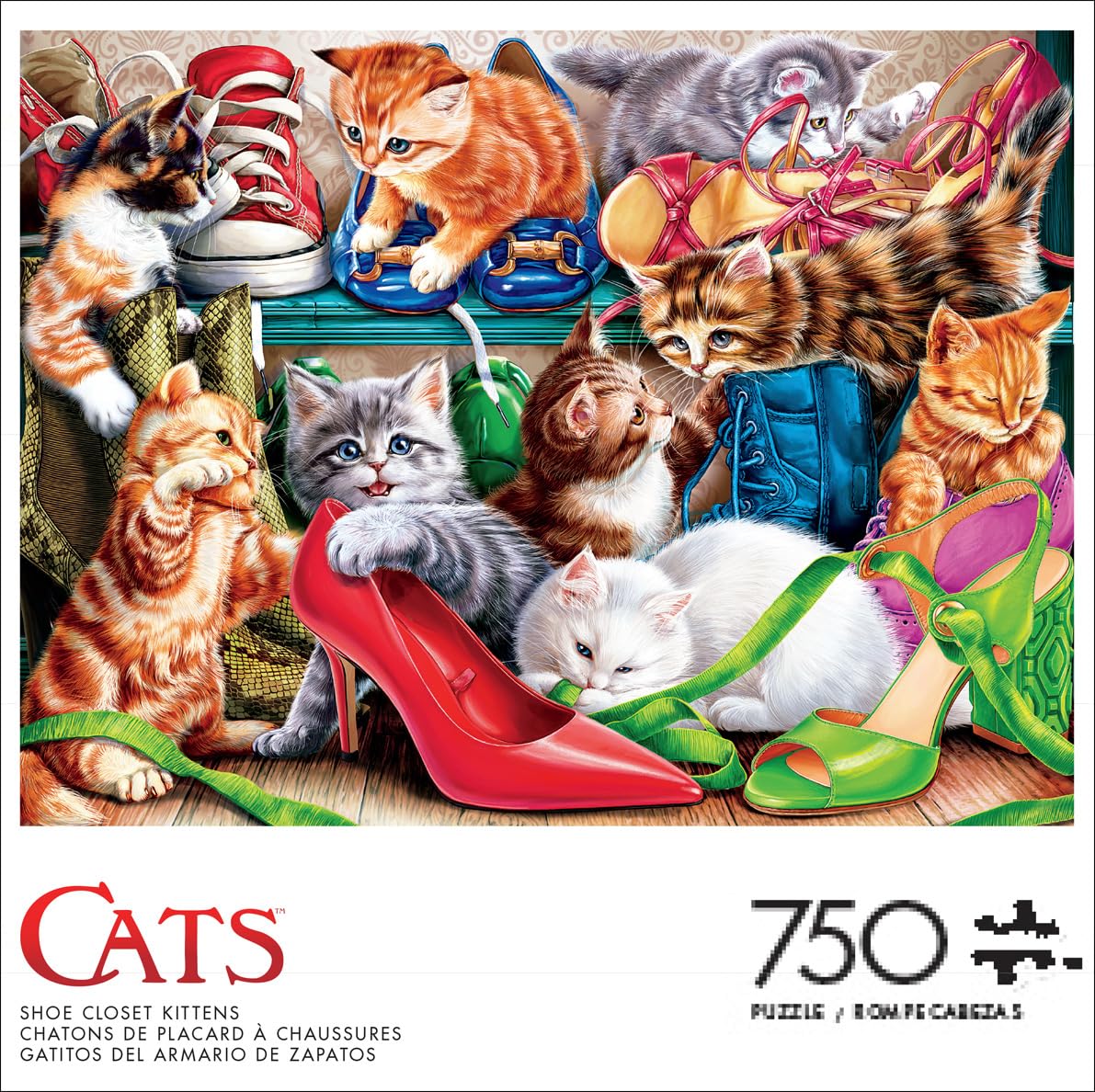 Buffalo Games - Shoe Closet Kittens - 750 Piece Jigsaw Puzzle for Adults -Challenging Puzzle Perfect for Game Nights - Finished Size is 24 x 18 Buffalo Games