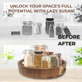 Lazy Susan Organizer - 12 Inch Lazy Susan Turntable Organizer - Wooden Lazy Susan for Table Top, Countertop, Cabinet, Pantry, Dining Table - 100% Acacia Wood Lazy Susan - Kitchen Countertop Organizer PANDAWOOD