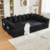 Oversized Cloud Boneless Couch with Chaise, Modern Modular Sofa with Deep Seat, Various Combinations Upholstered Couches with Storage, No Assembly Required-Black ZEIINPA