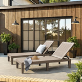 JUMMICO Patio Chaise Lounge Chair Set of 2 Outdoor PE Waterproof Adjustable Easy Assembly Lounge Chairs for Outside Pool Garden Deck Beach (Light Brown) JUMMICO