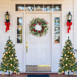 Sggvecsy 22 Inch Artificial Christmas Wreath for Front Door Xmas Red Berry Wreath with Pine Needles Pine Cones Eucalyptus Leaves Christmas Decorations for Winter Wall Outdoor Home Holiday Xmas Decor Sggvecsy