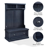 Crosley Furniture Seaside Hall Tree with Shoe Rack Bench and Coat Hooks for Hanging Storage, Distressed Navy Crosley Furniture
