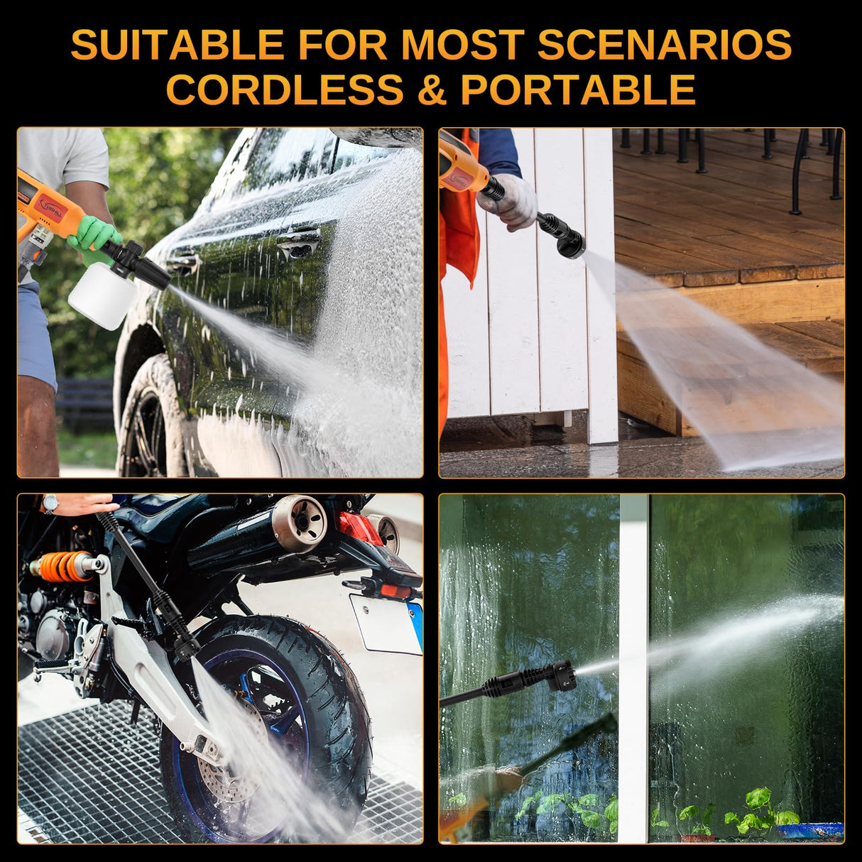 Cordless Pressure Washer Battery Bowered 1060 PSI Compatible with Makita Battery, Portable Power Washer for Cars 5000mAh Brushless Motor & 2.5 GPM High-Pressure Washer, 6-in-1 Nozzle, LCD Screen This Hill