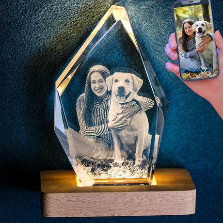 zeiniyio Personalized Dog Memorial Gifts, Custom Pet 3D Crystal Photo,Pet Memorial,3D Engraved Crystal Keepsake Gift, Dog Photo Frame,Personalized Gift for Birthday zeiniyio