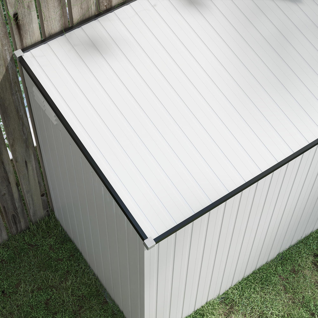 Outsunny 4' x 7.7' Metal Outdoor Storage Shed, Lean to Storage Shed, Garden Tool Storage House with Lockable Door and 2 Air Vents for Backyard, Patio, Lawn, White Outsunny